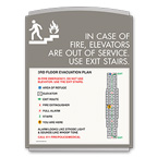 Elevator Emergency with Evacuation Map Signs